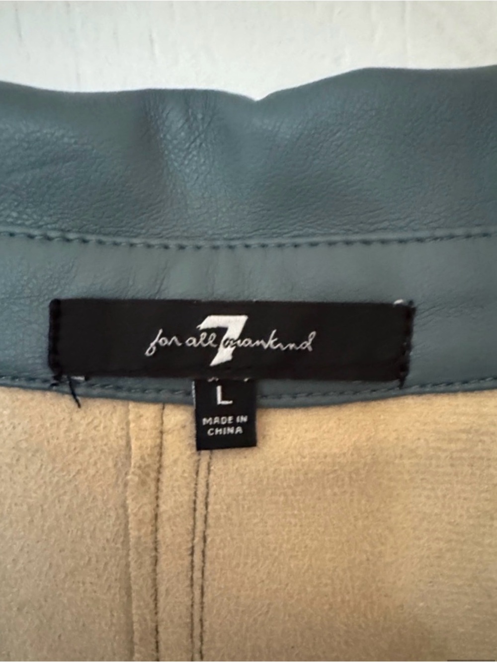 7 for All Mankind Shirt Dress Women Large Grey/Green Faux Leather Button - Picture 6 of 8